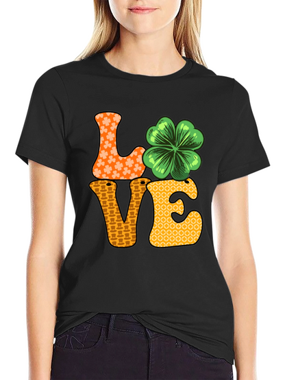 Camiseta Negra LOVE con Trébol para San Patricio