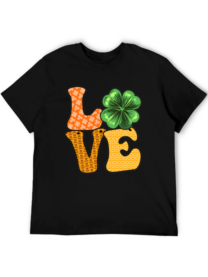 Camiseta Negra LOVE con Trébol para San Patricio