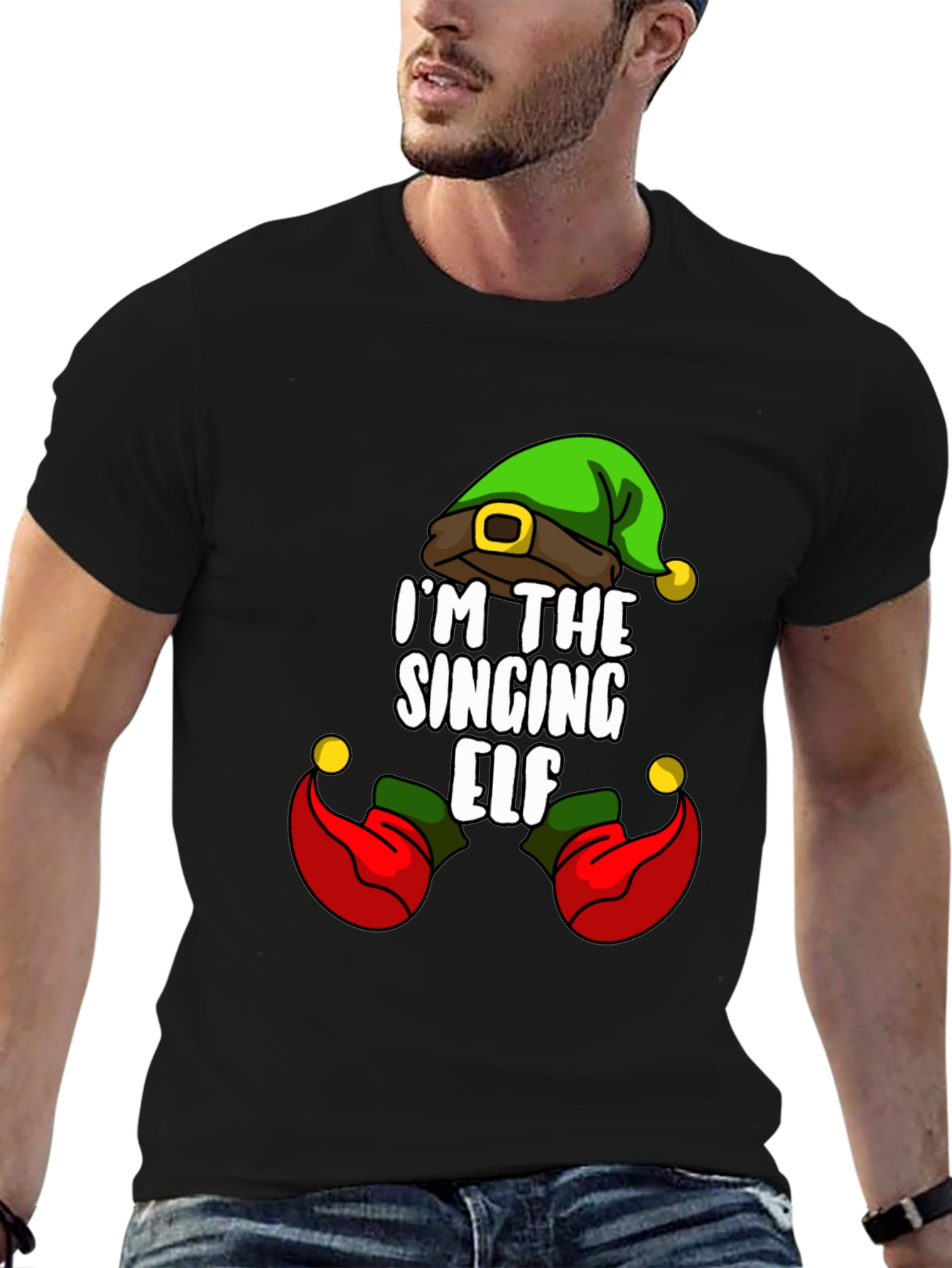 Camiseta Navideña Elfo Cantarín para Hombre