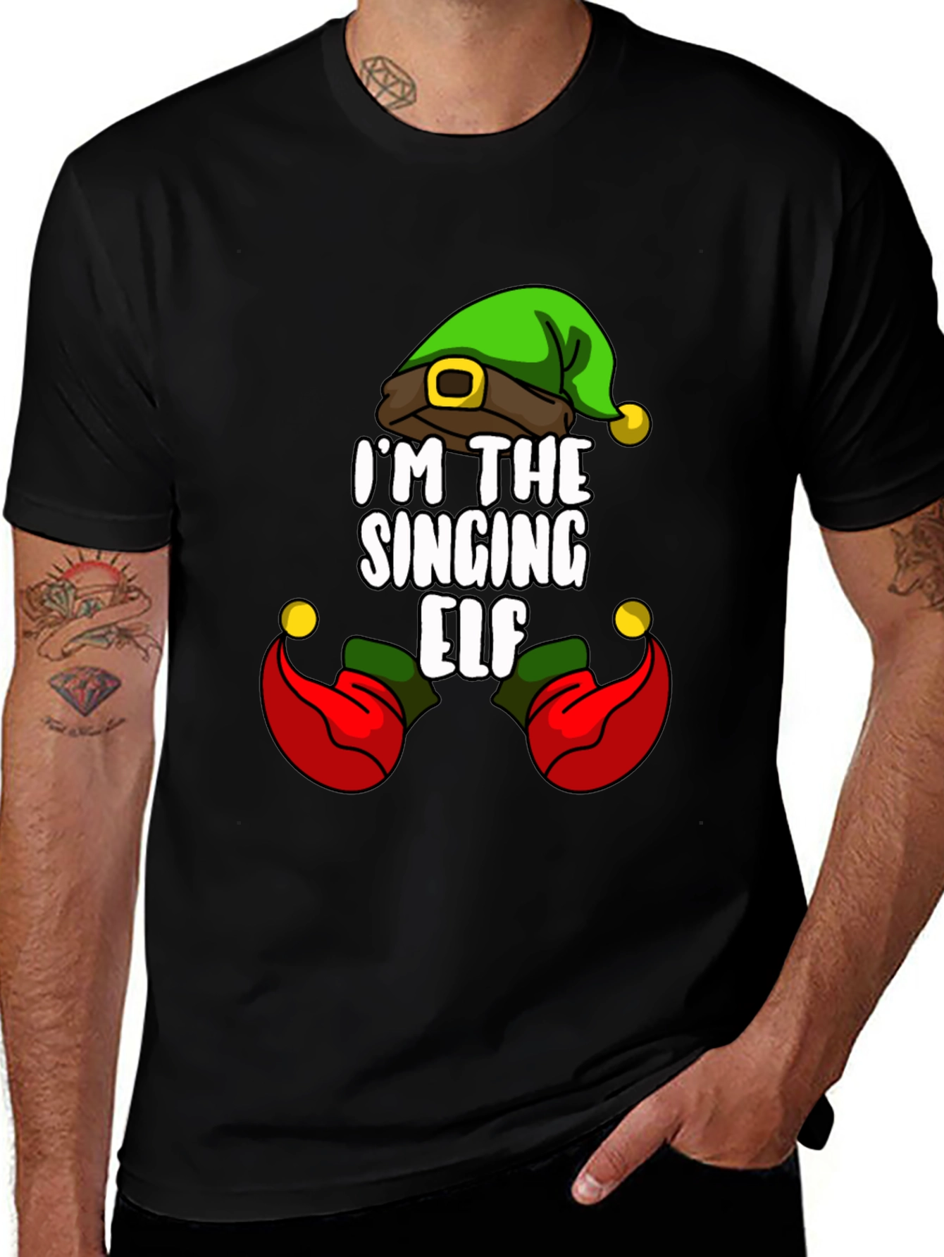 Camiseta Navideña Elfo Cantarín para Hombre