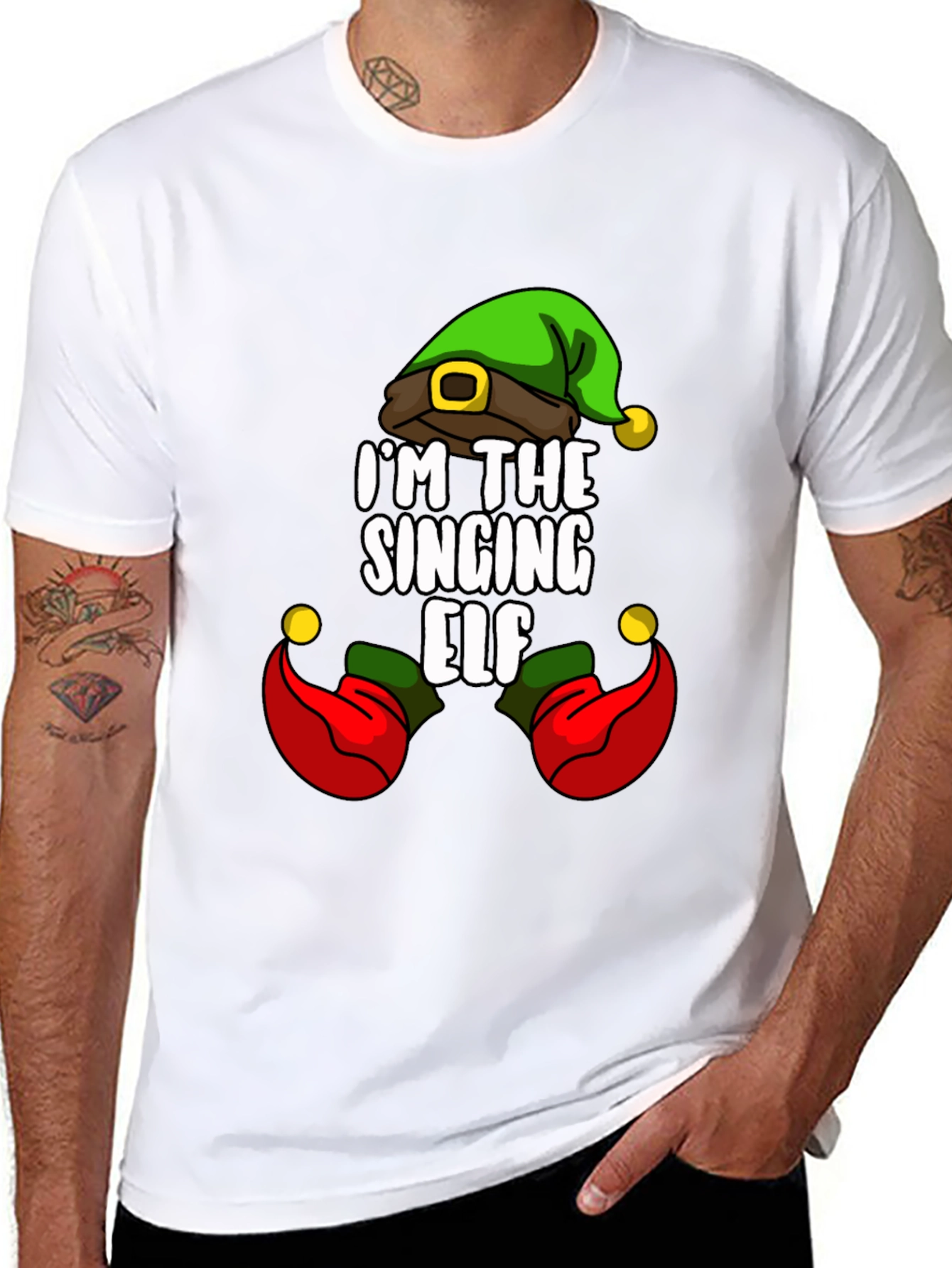 Camiseta Navideña Elfo Cantarín para Hombre