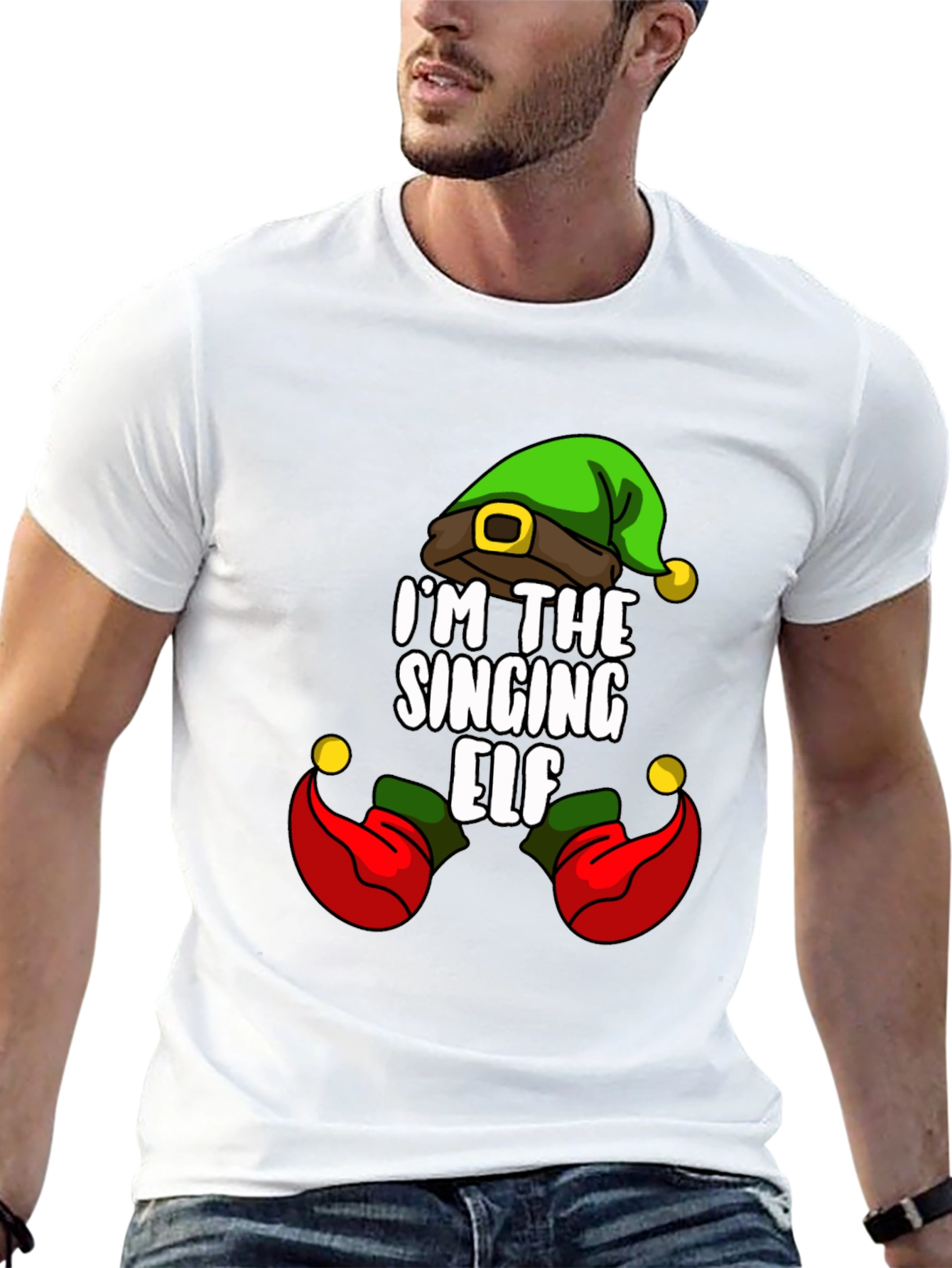 Camiseta Navideña Elfo Cantarín para Hombre