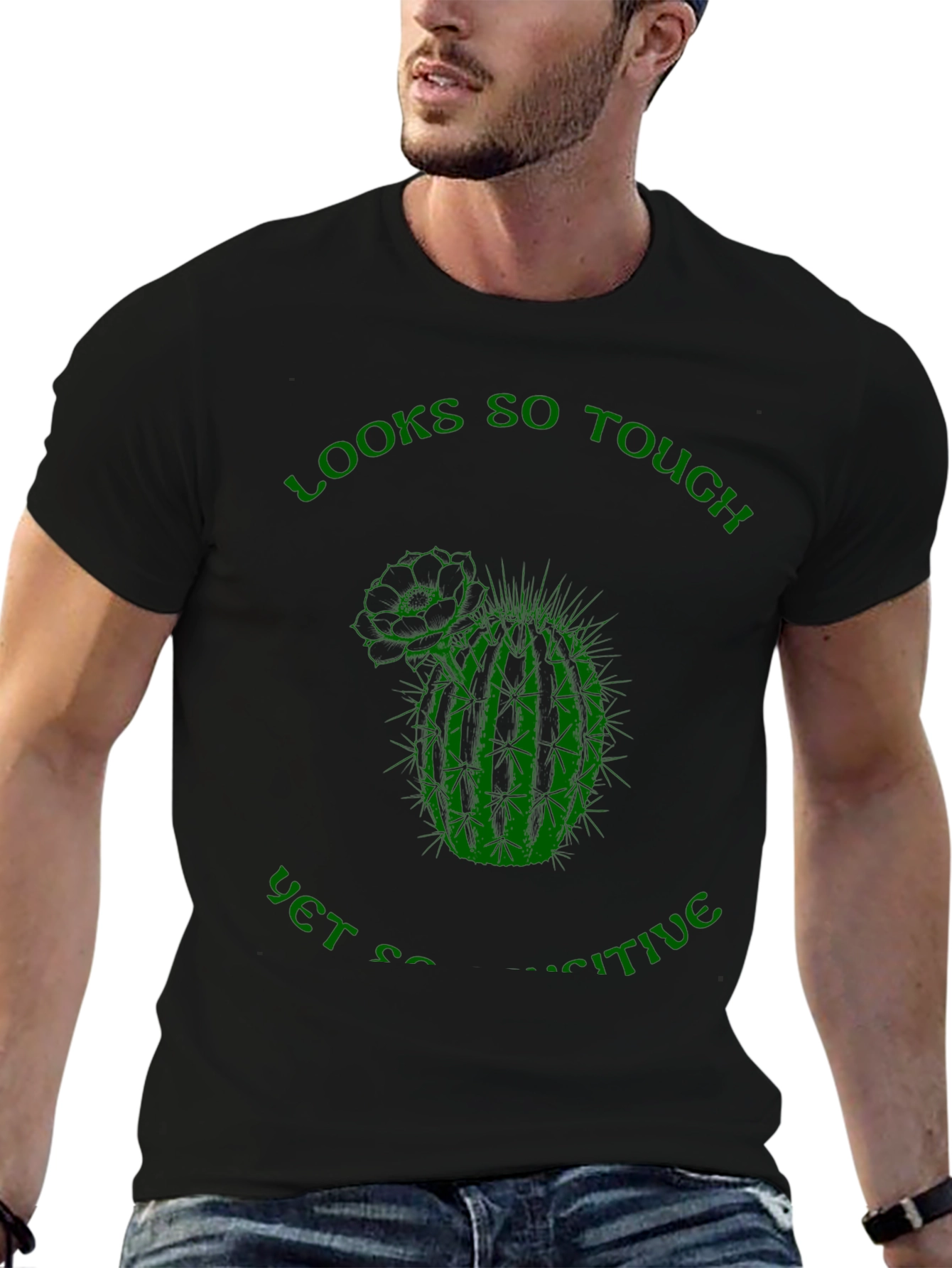 Camiseta Negra: Cactus Sensible