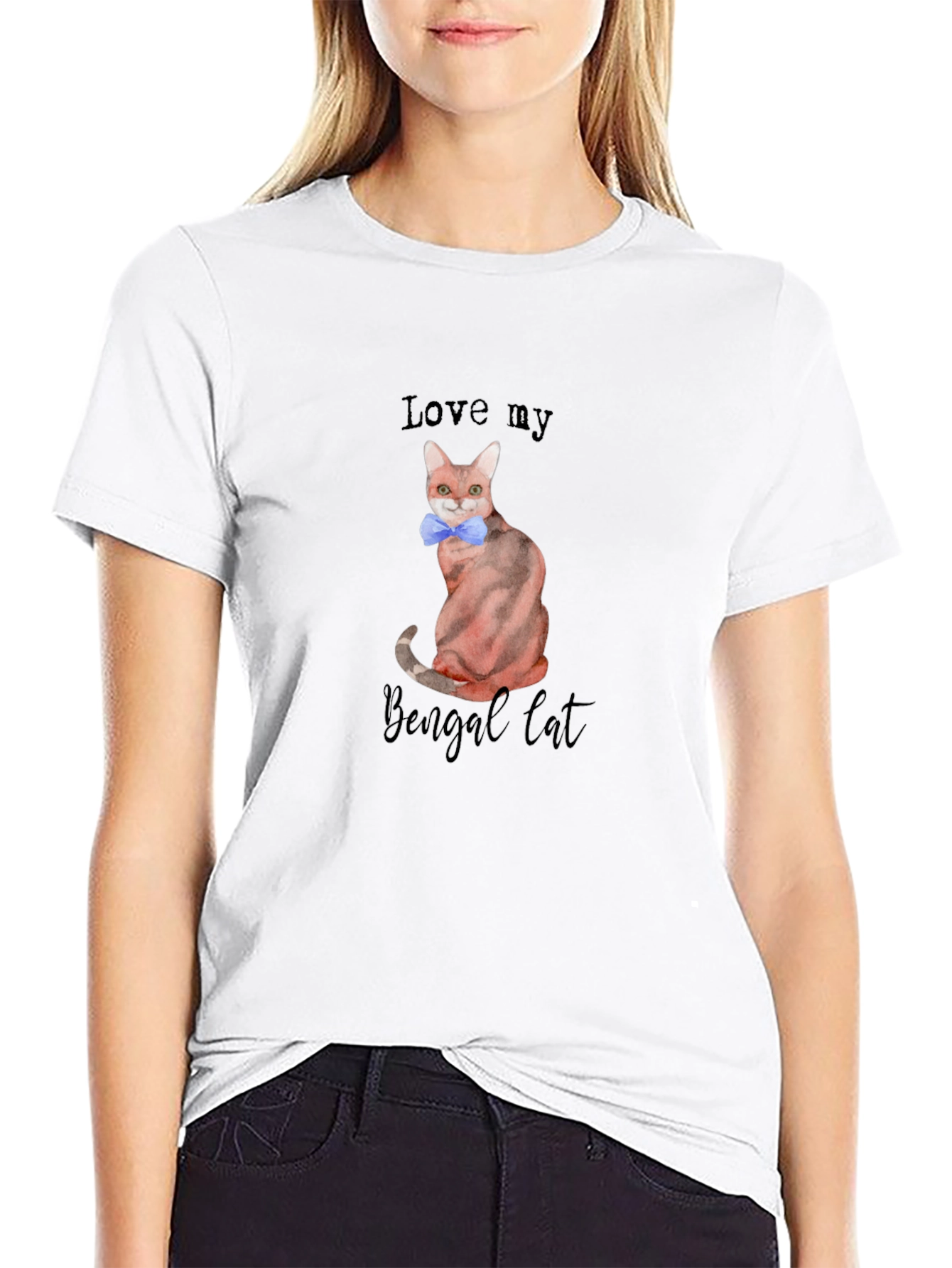 Camiseta Negra Amo a mi Gato Bengalí