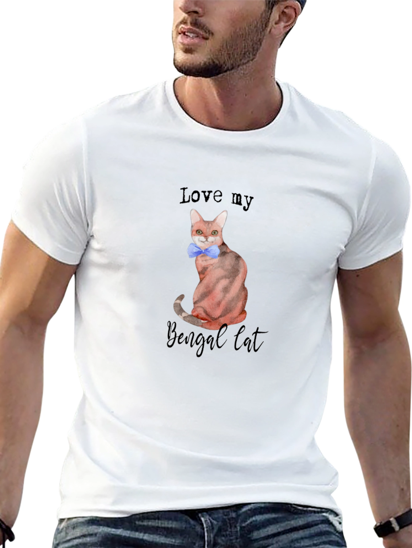 Camiseta Negra Amo a mi Gato Bengalí