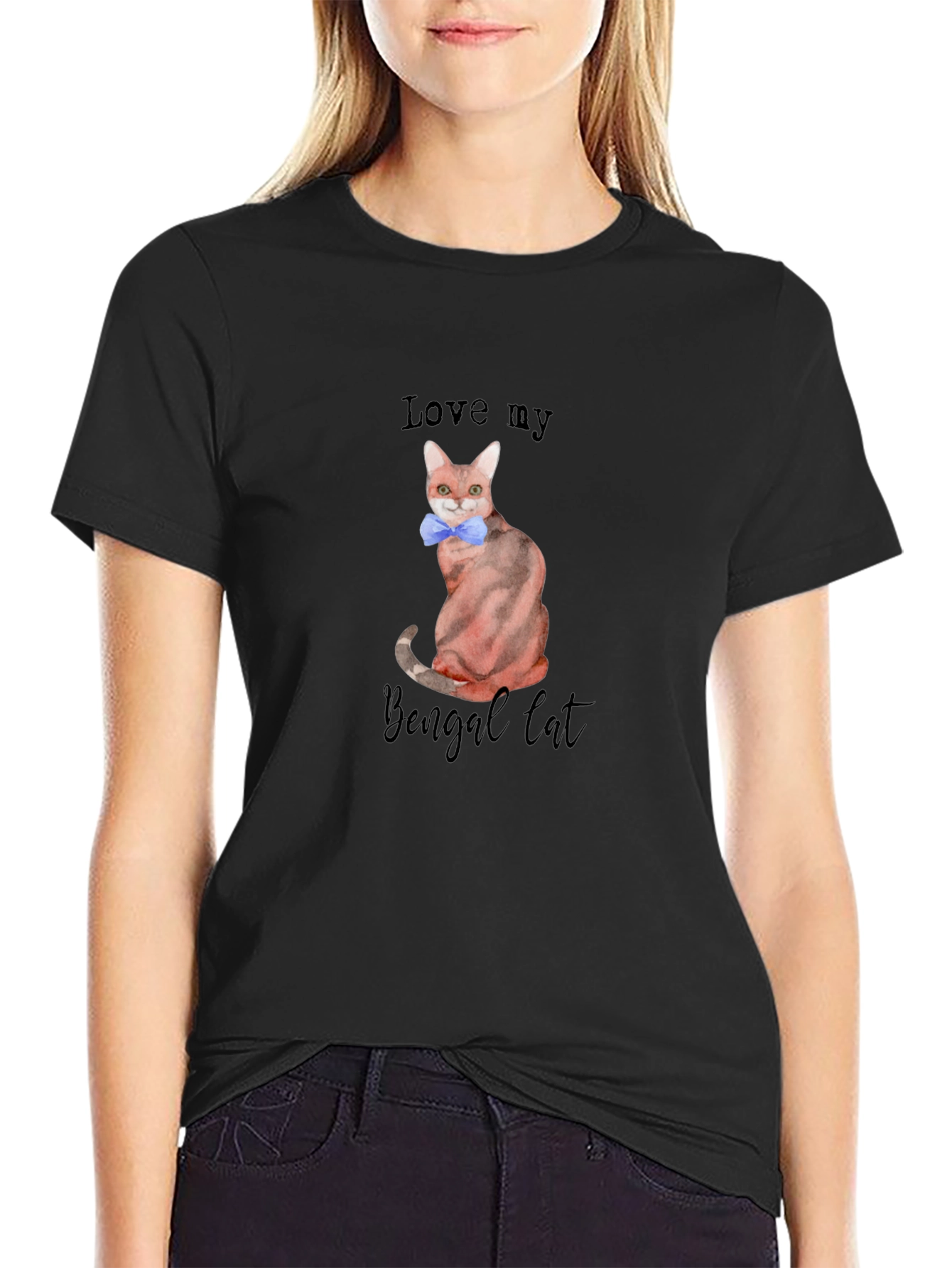 Camiseta Negra Amo a mi Gato Bengalí