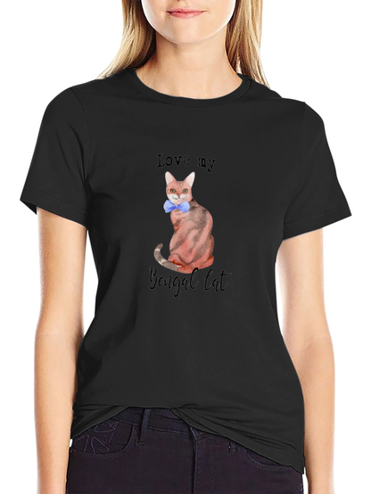 Camiseta Negra Amo a mi Gato Bengalí