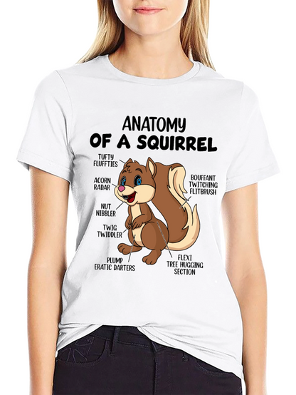 Camiseta Negra con Diseño de Anatomía de Ardilla
