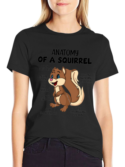 Camiseta Negra con Diseño de Anatomía de Ardilla