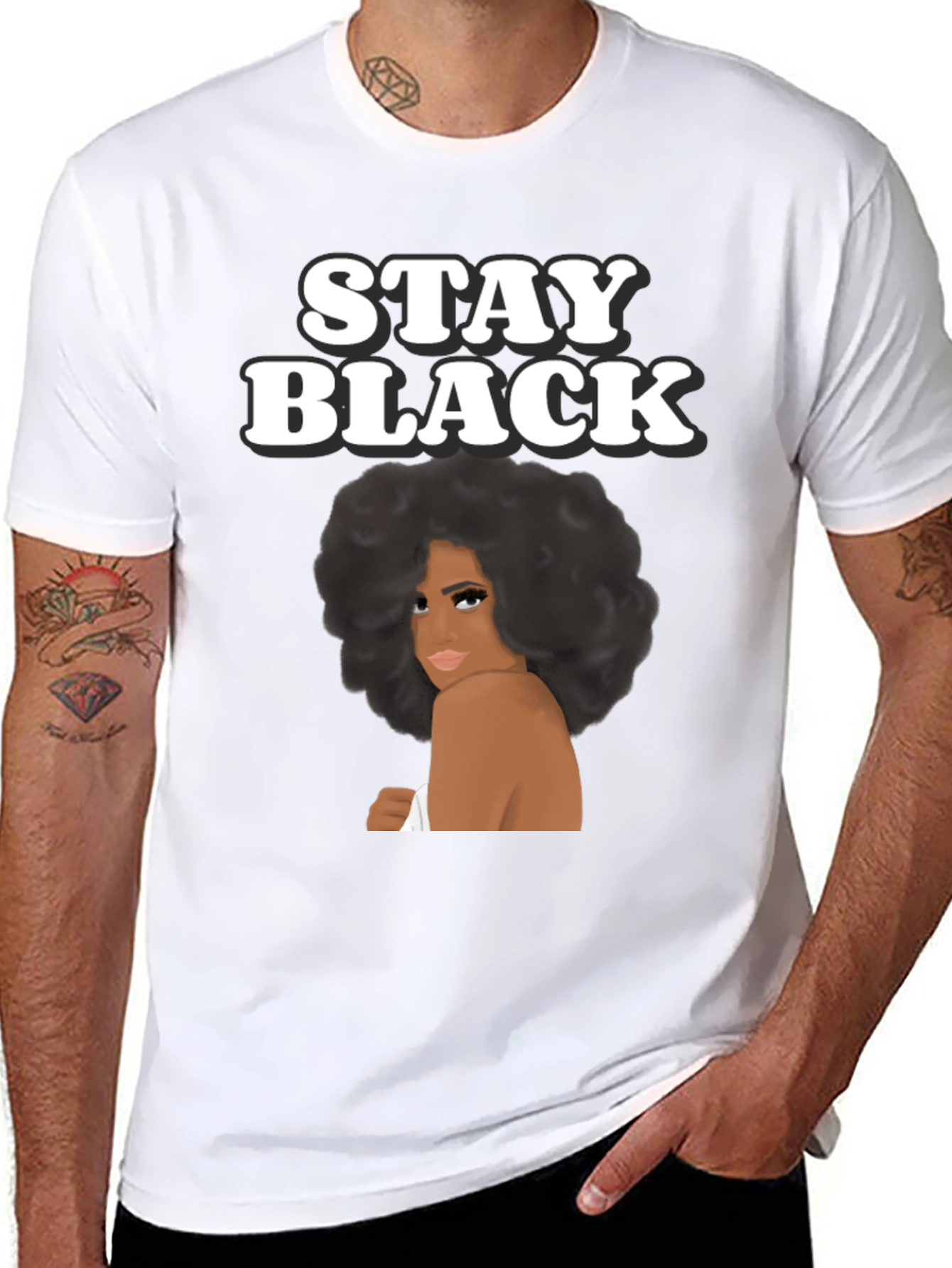 Camiseta Stay Black con Diseño Afro