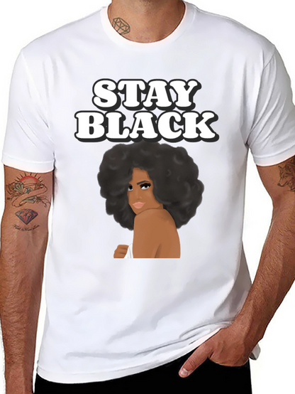Camiseta Stay Black con Diseño Afro