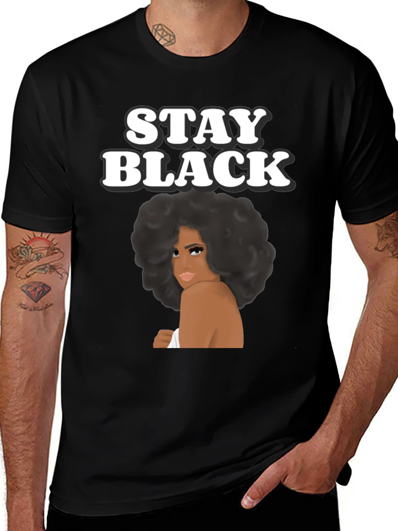 Camiseta Stay Black con Diseño Afro