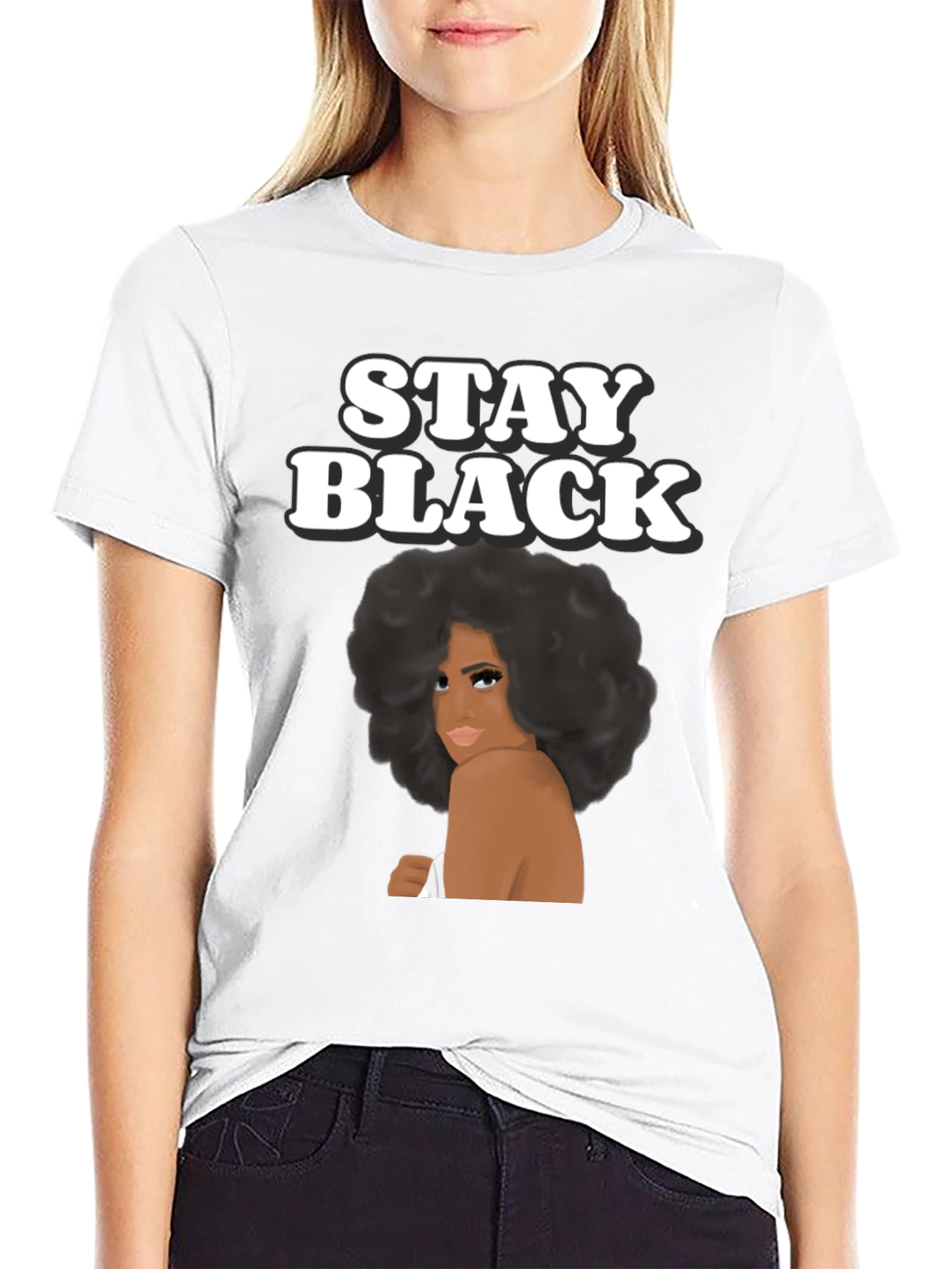 Camiseta Stay Black con Diseño Afro
