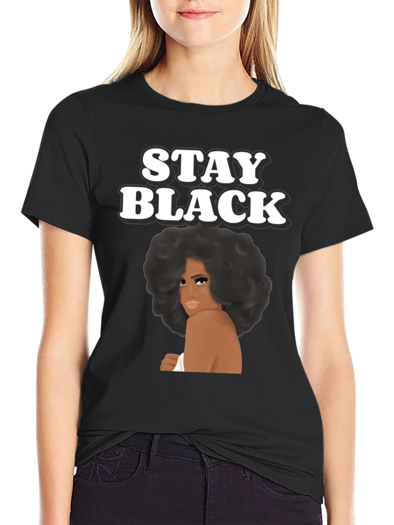 Camiseta Stay Black con Diseño Afro