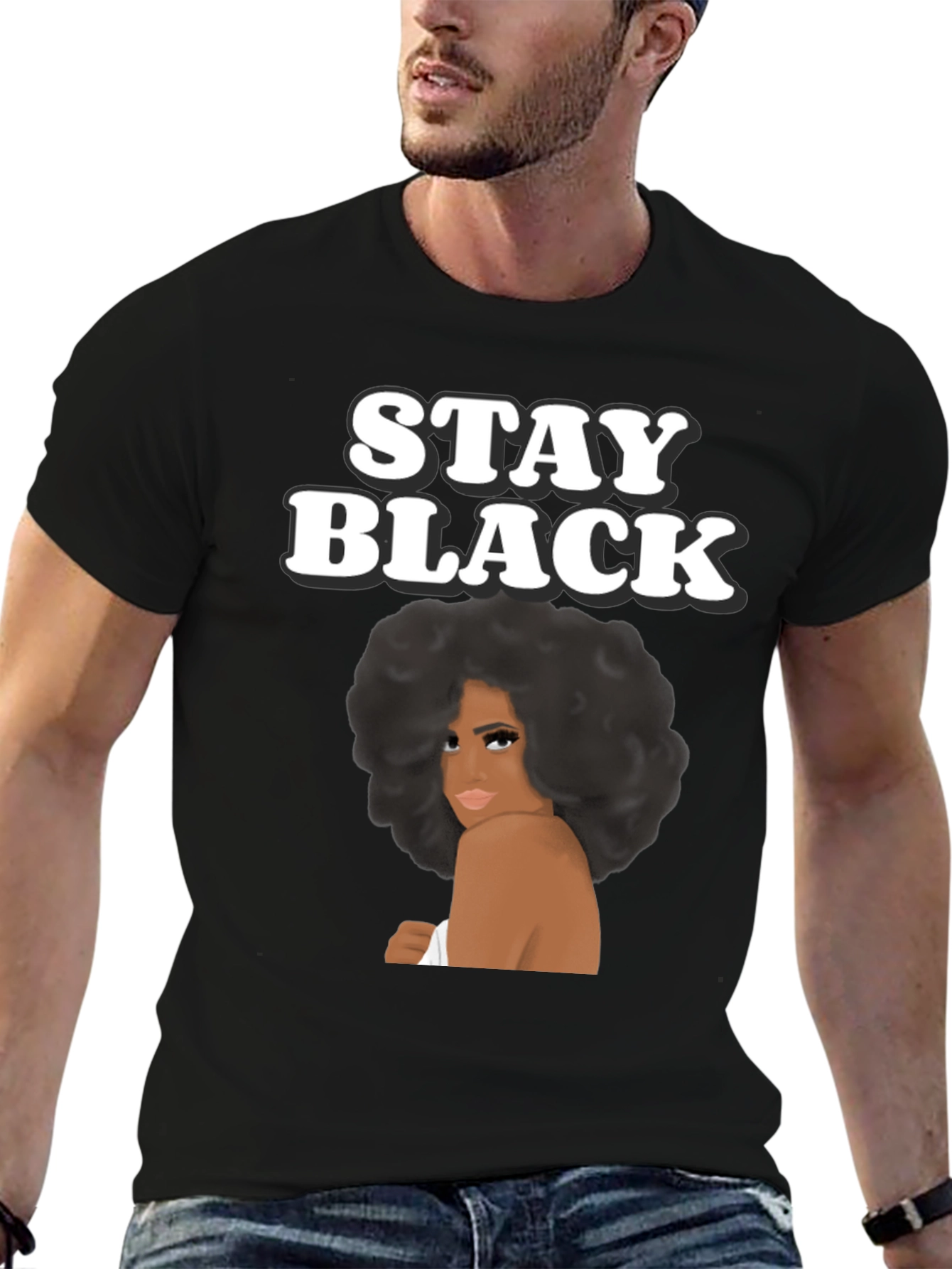 Camiseta Stay Black con Diseño Afro