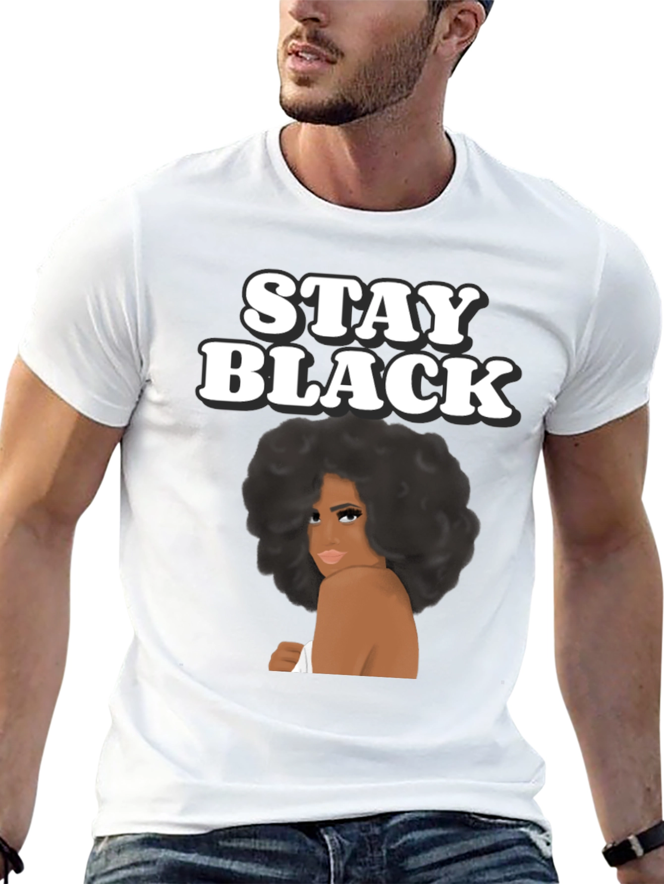 Camiseta Stay Black con Diseño Afro