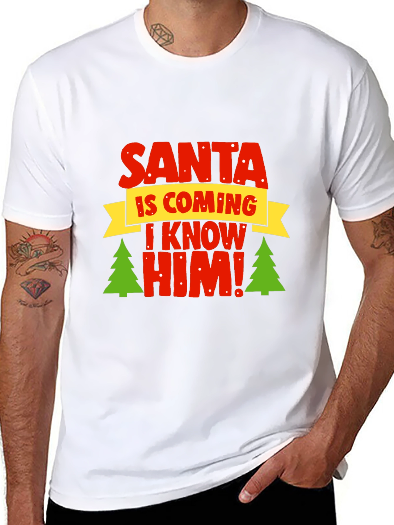 Camiseta Navideña Negra - ¡Santa Viene!
