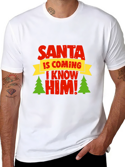 Camiseta Navideña Negra - ¡Santa Viene!