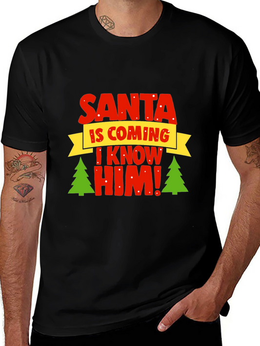 Camiseta Navideña Negra - ¡Santa Viene!