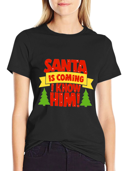 Camiseta Navideña Negra - ¡Santa Viene!