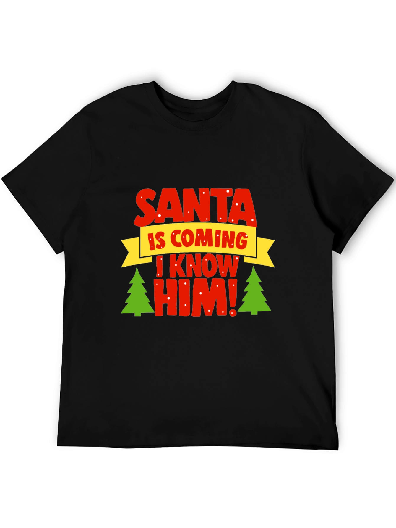 Camiseta Navideña Negra - ¡Santa Viene!