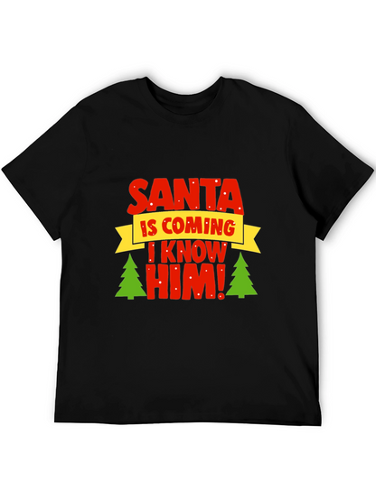 Camiseta Navideña Negra - ¡Santa Viene!