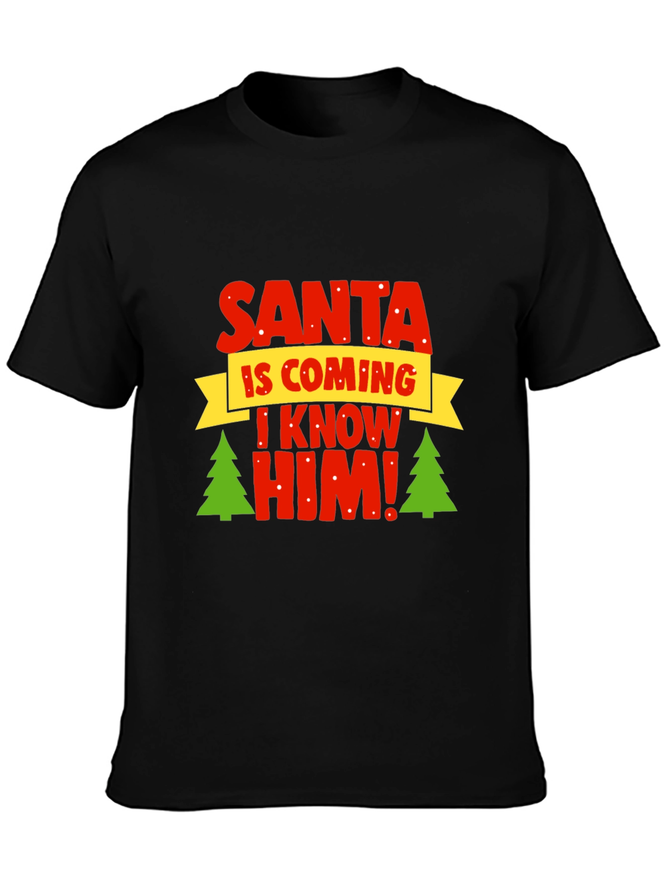 Camiseta Navideña Negra - ¡Santa Viene!