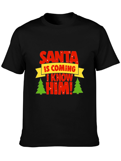 Camiseta Navideña Negra - ¡Santa Viene!