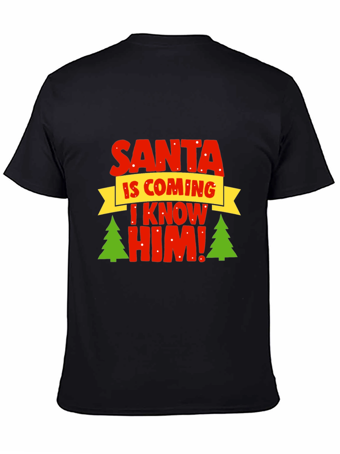 Camiseta Navideña Negra - ¡Santa Viene!