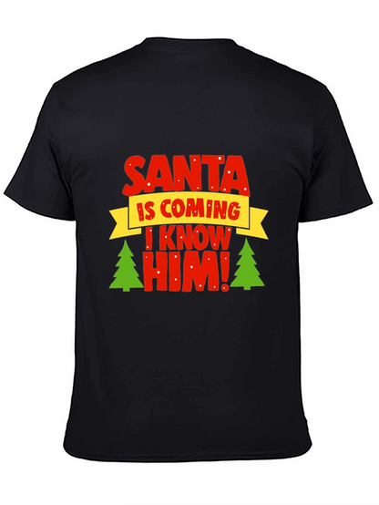 Camiseta Navideña Negra - ¡Santa Viene!