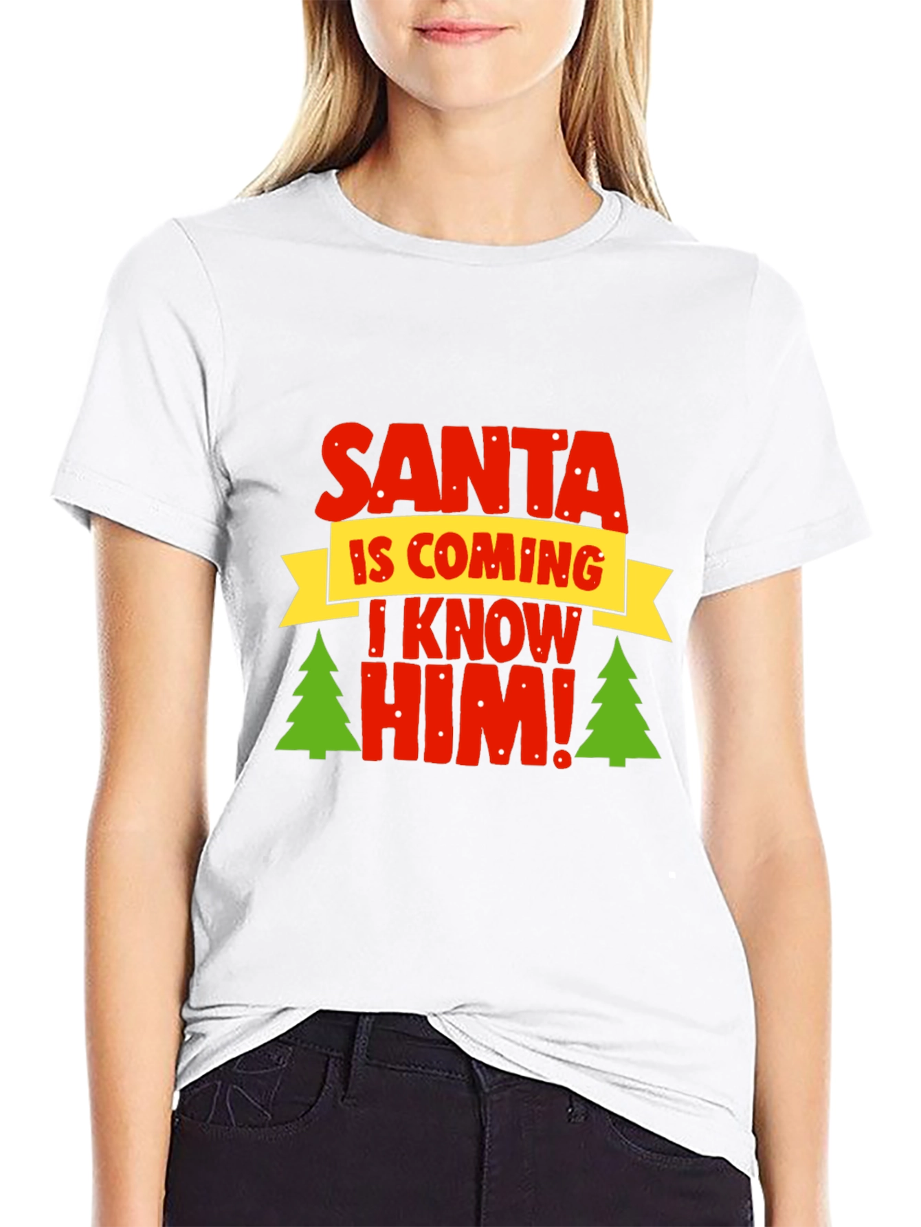 Camiseta Navideña Negra - ¡Santa Viene!