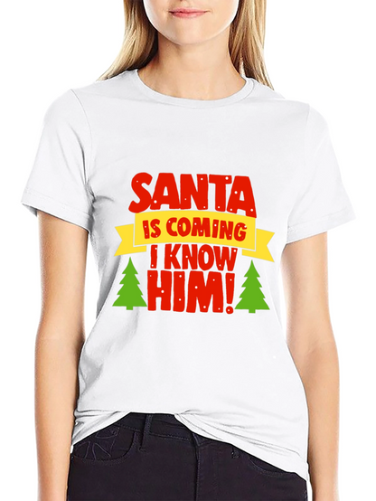 Camiseta Navideña Negra - ¡Santa Viene!