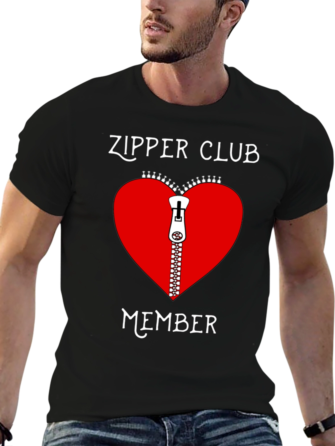 Camiseta Negra Club Cremallera Corazón