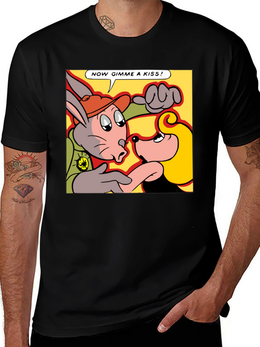 Camiseta Negra con Dibujo Animado Retro