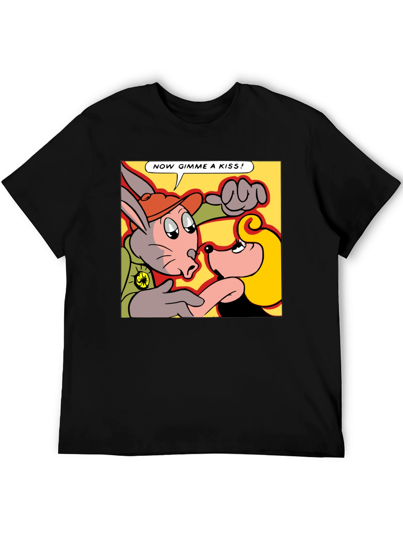 Camiseta Negra con Dibujo Animado Retro