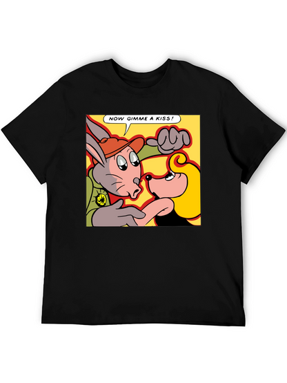 Camiseta Negra con Dibujo Animado Retro
