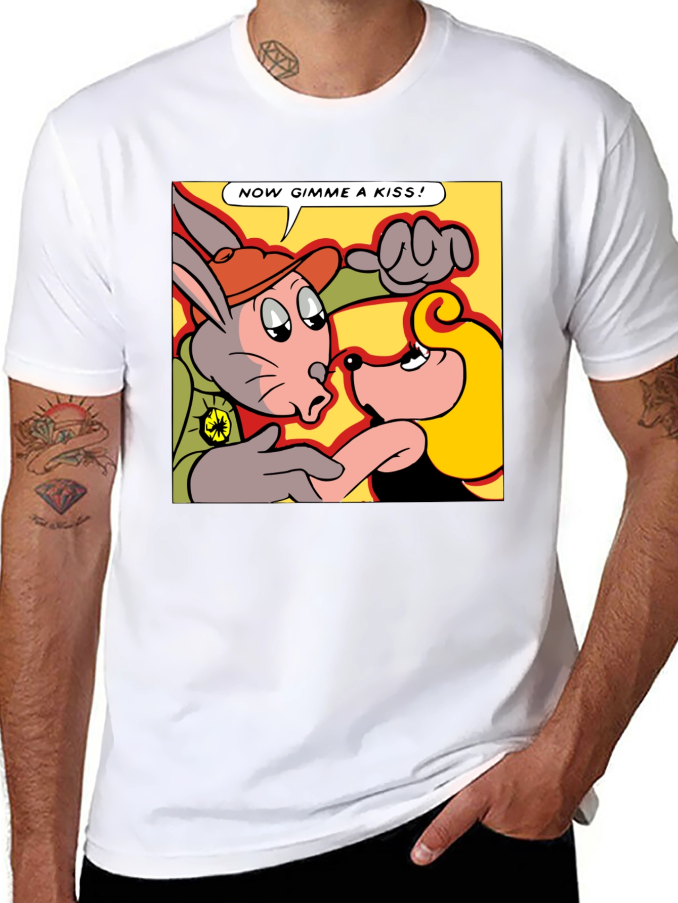 Camiseta Negra con Dibujo Animado Retro