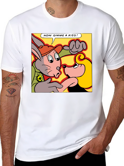 Camiseta Negra con Dibujo Animado Retro