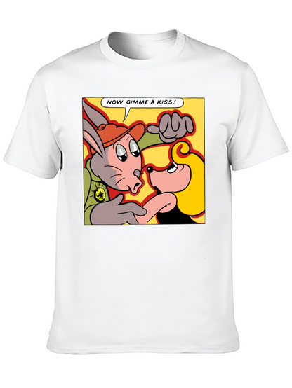 Camiseta Negra con Dibujo Animado Retro