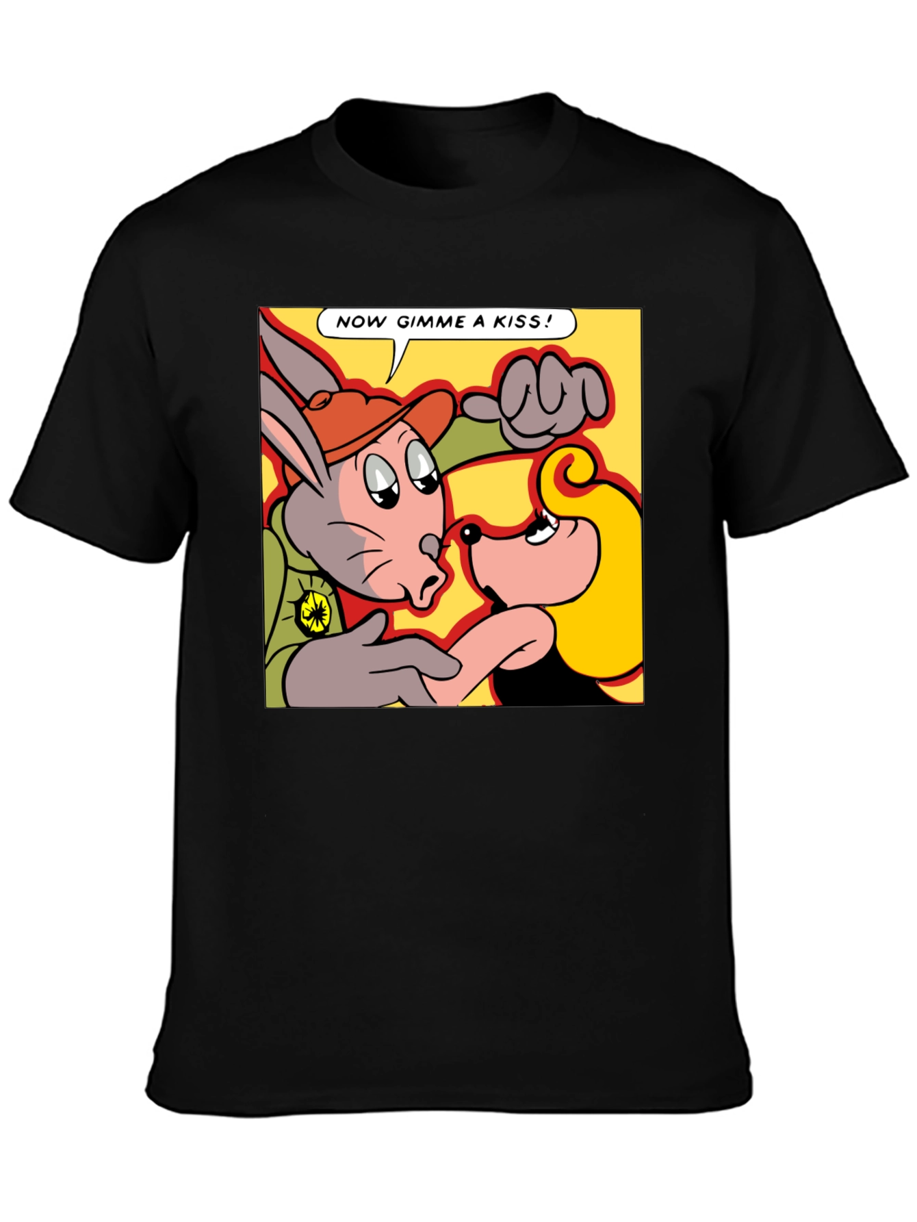 Camiseta Negra con Dibujo Animado Retro