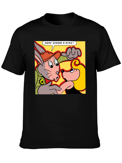 Camiseta Negra con Dibujo Animado Retro
