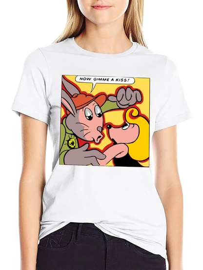 Camiseta Negra con Dibujo Animado Retro