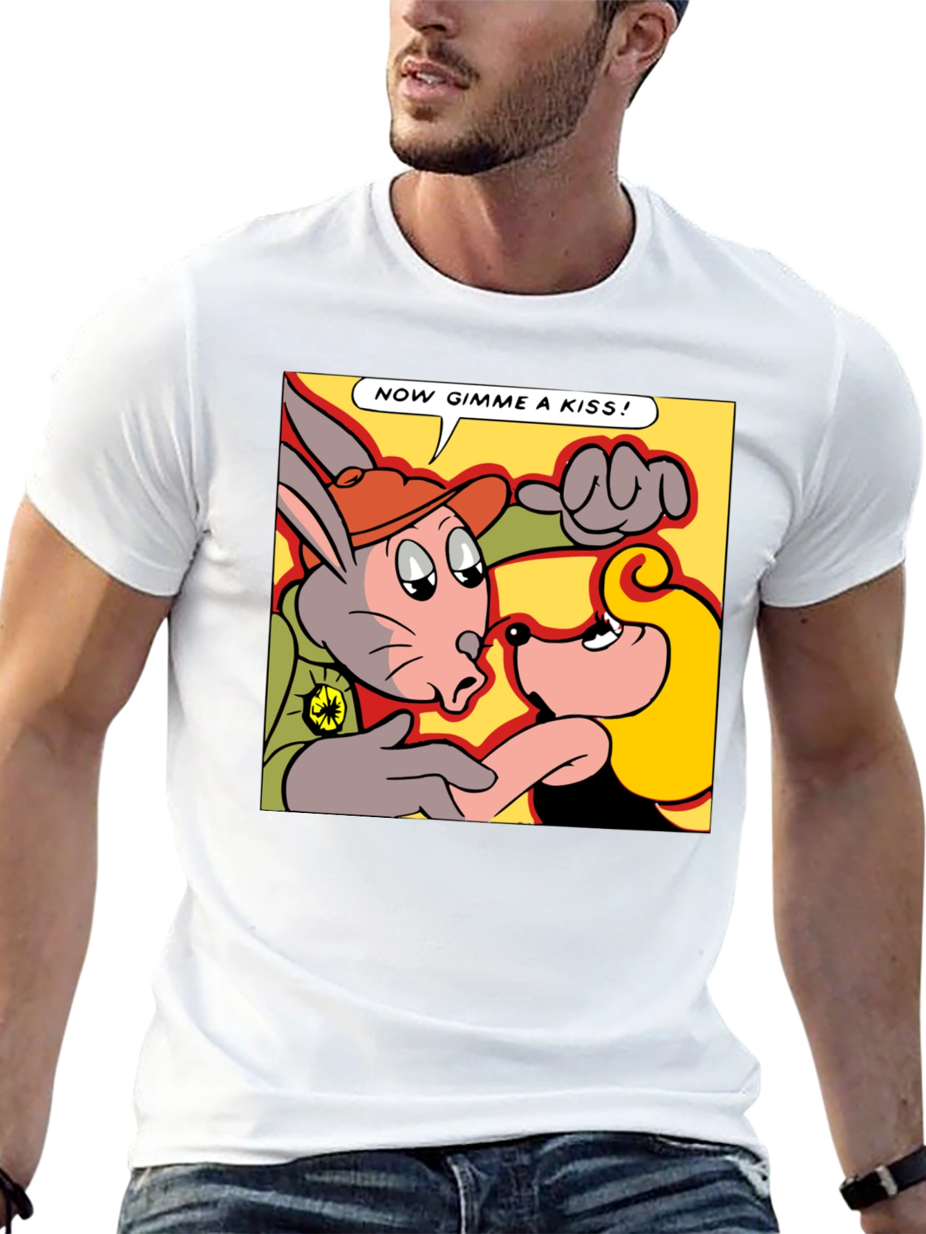 Camiseta Negra con Dibujo Animado Retro