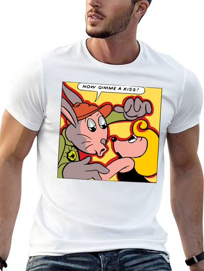 Camiseta Negra con Dibujo Animado Retro