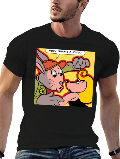 Camiseta Negra con Dibujo Animado Retro