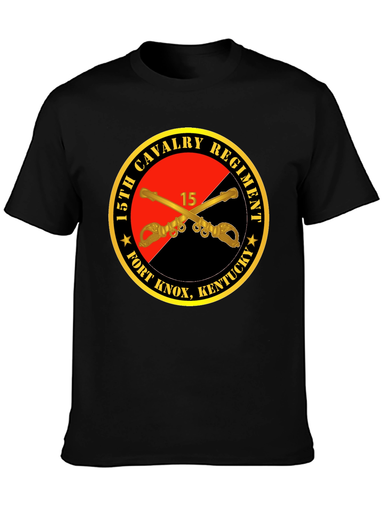 Camiseta Negra 15th Cavalry Regiment Fort Knox Kentucky