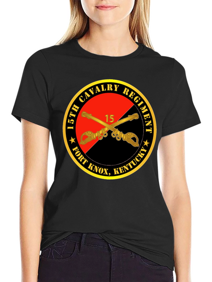Camiseta Negra 15th Cavalry Regiment Fort Knox Kentucky