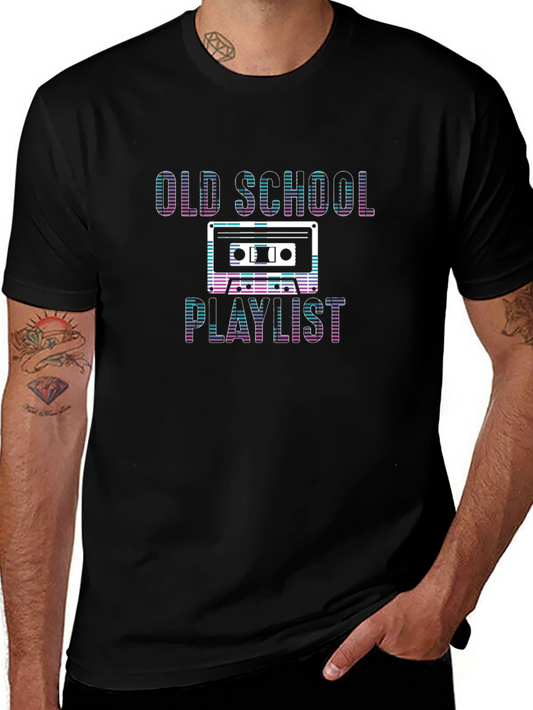 Camiseta Negra Old School Playlist Vintage