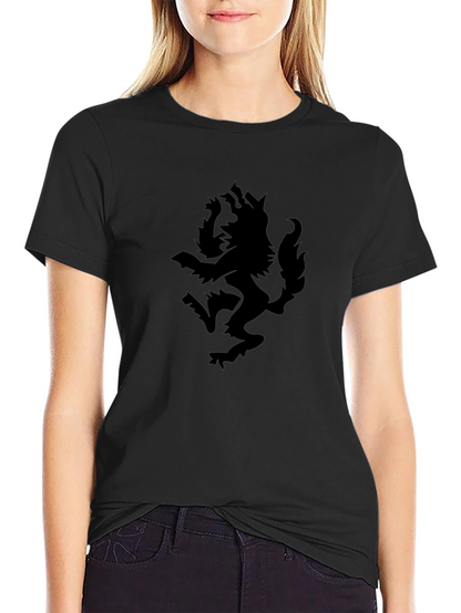 Camiseta Negra con Diseño de Lobo Impreso