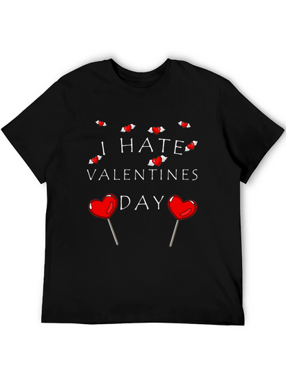 Camiseta Negra Odio San Valentín para Hombre